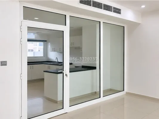 A sleek aluminum glass partition that creates bright, modern, and functional interiors.