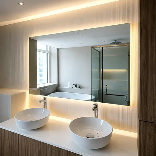 Custom wall mirror installation in Dubai